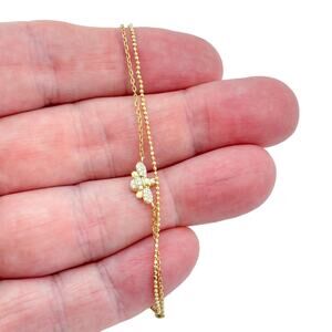 Vintage Gold-Tone Sterling Silver 925 Cubic Zirconia Bee Anklet 8.5"-9.5"